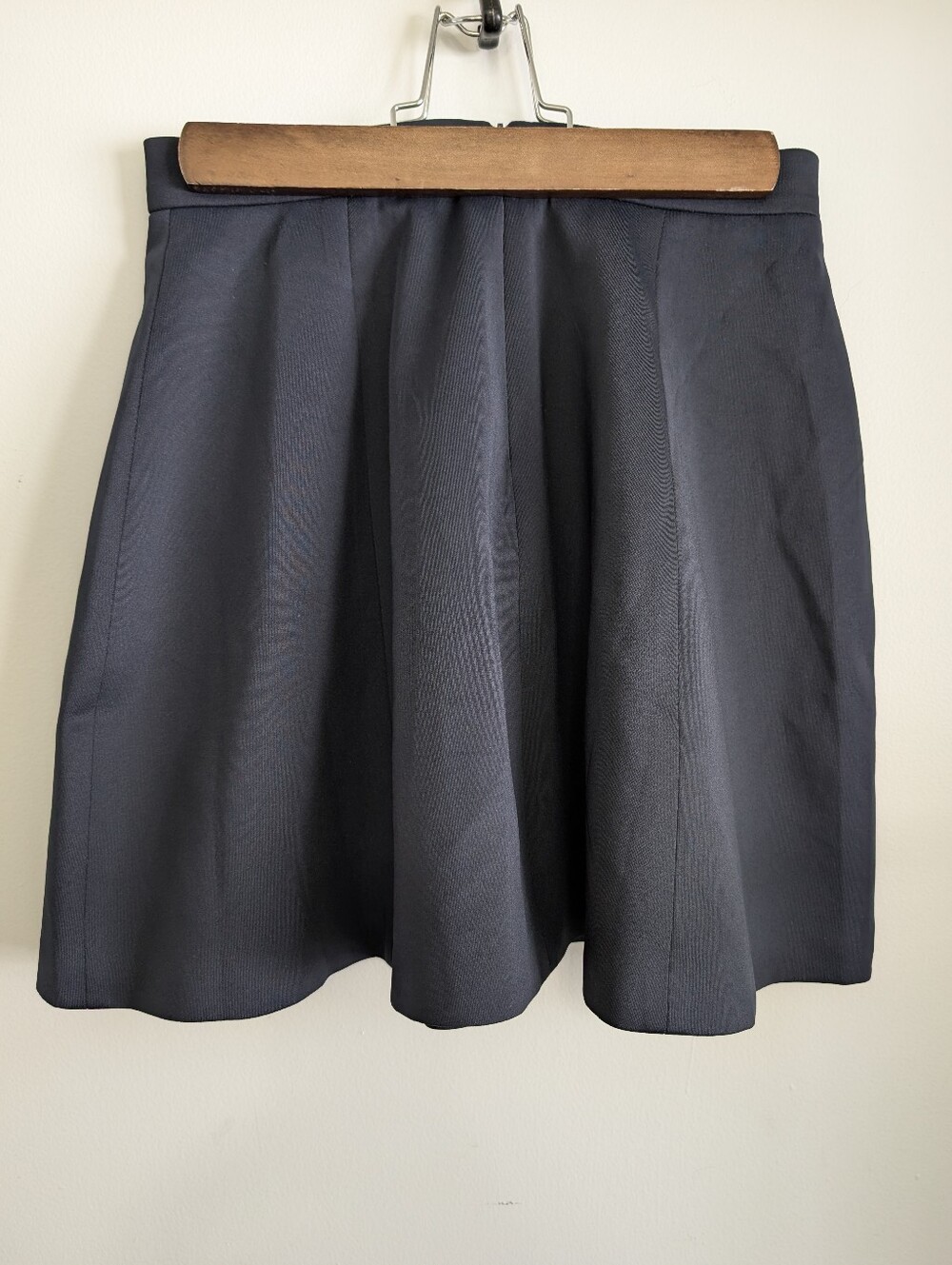 L'atiste Small Skater Skirt High Waisted Navy Satin Formal Half Circle Pleated